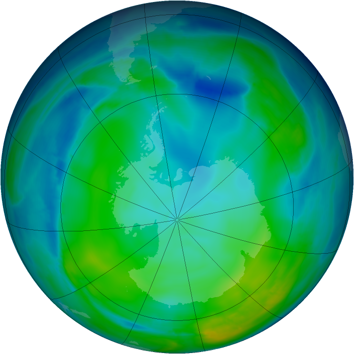 Antarctic ozone map for 24 May 2008